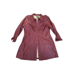 ELOQUIIE Plus Size 20 Red Faux Leather Coat NWT